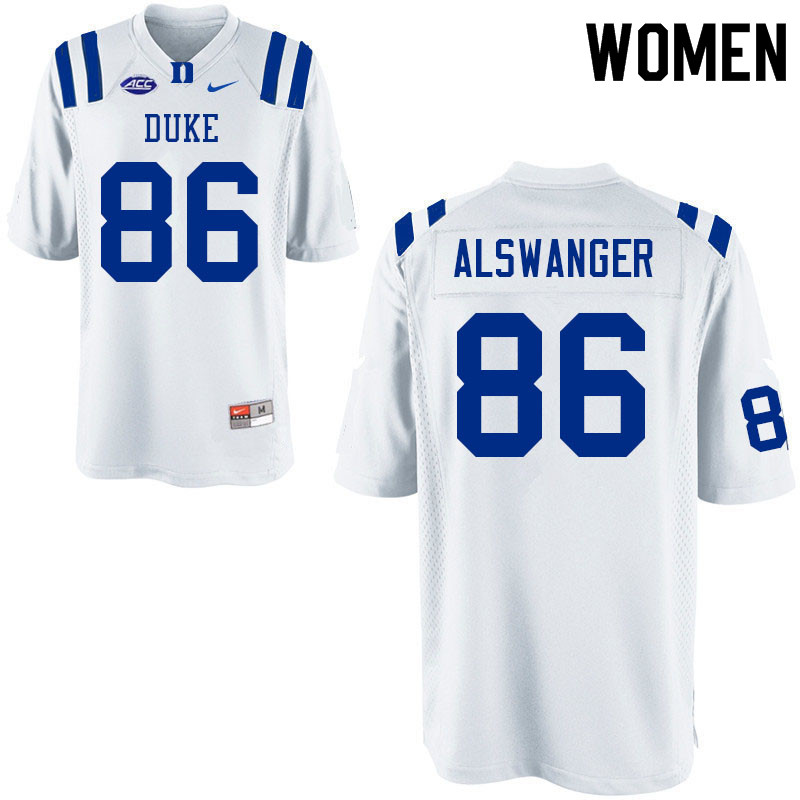 Women #86 Matt Alswanger Duke Blue Devils College Football Jerseys Sale-White - Click Image to Close